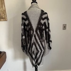 Free People Cocoon Poncho Fringe Detail Sweater Cardigan